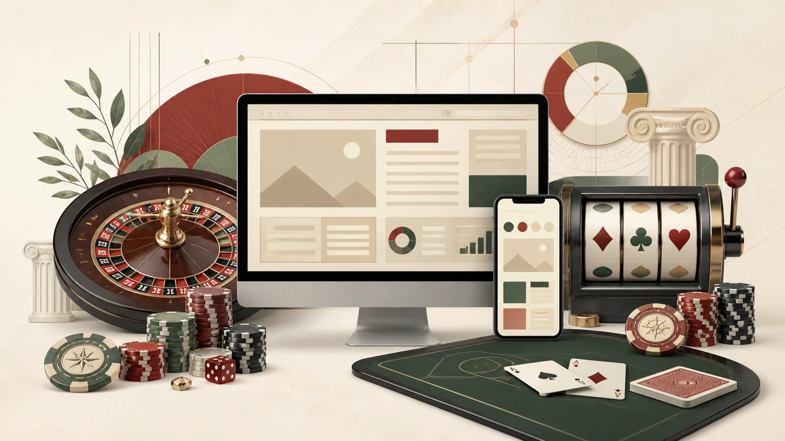 Ilustração editorial de cassino online para o guia 56x